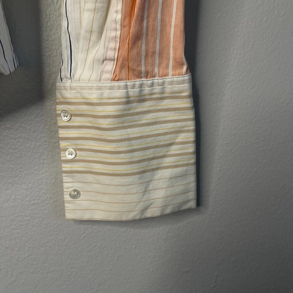 Express Button Down Shirt Stripe Stretch Cotton Spandex Blouse Top Size 4 Button - Picture 3 of 7